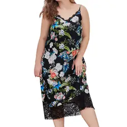 Womail 2019 женское летнее платье большого размера повседневное бохо платье с принтом кружева v-образный вырез свободное платье Империя до