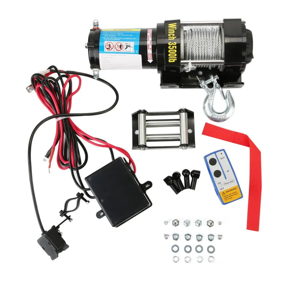 

Newest Professional 12V Electric Winch With Remote Control Durable 3500LB Auto Lifting Sling Heavy Duty Crane Equipment
