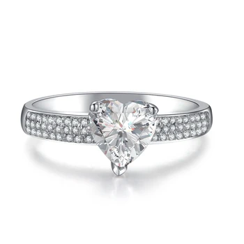 

Memorable Heart Shape 2CT Heart SONA Diamond ring for Women Wedding Anniversary Excellent Pure Silver Jewelry