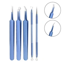 5 шт., пинцет Acne Comedo, профессиональный инструмент для удаления угрей, игла для удаления прыщей, средство для ухода за кожей лица