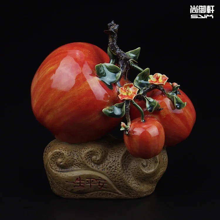 Trend  Shiwan doll master of fine life of peace apple fruit plant of modern Chinese ceramic ornaments hous 