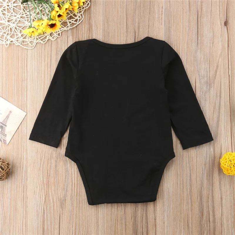 Halloween Costume Newborn Infant Baby Girl Clothes Boy Letter Cartoon Print Long Sleeve Casual Jumpsuit Bodysuit Outfits 3-18M