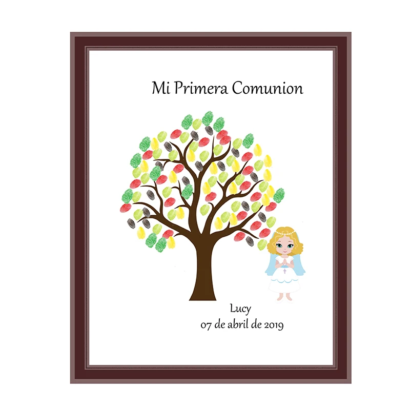 

New Custom Mi Primera Comunion Fingerprint Signature Guest Book,My First Holy Communion Sign Book,Girls Boys Baptism Souvenir