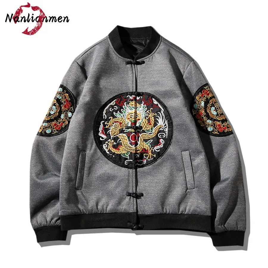 2017 New Chinese Dragon Embroidered Jacket Men Single Breasted veste