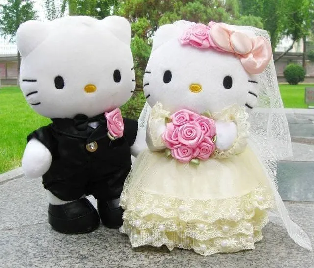 1 пара игрушек hello kitty, свадебные подарки для пары, hello kitty, кошка, мягкие плюшевые игрушки, мягкая кукла, подушка, подарок на день рождения 22-30 см