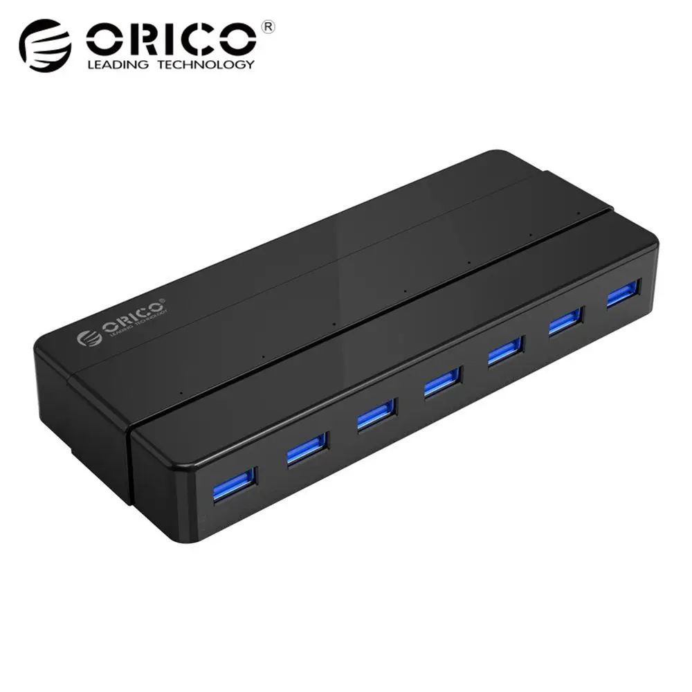 

ORICO 7 Port USB3.0 HUB 5Gbps SuperSpeed Portable 12V2.5A Power Adapter VIA Controller 3.3Ft For Laptop Desktop Peripherals USB