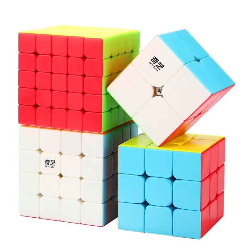 

Qiyi 4 Cubes Set Magic Neo Cube Set Include 2x2 3x3x3 4x4x4 5x5x5 Stickeless Cube For Brain Training Children's Toys