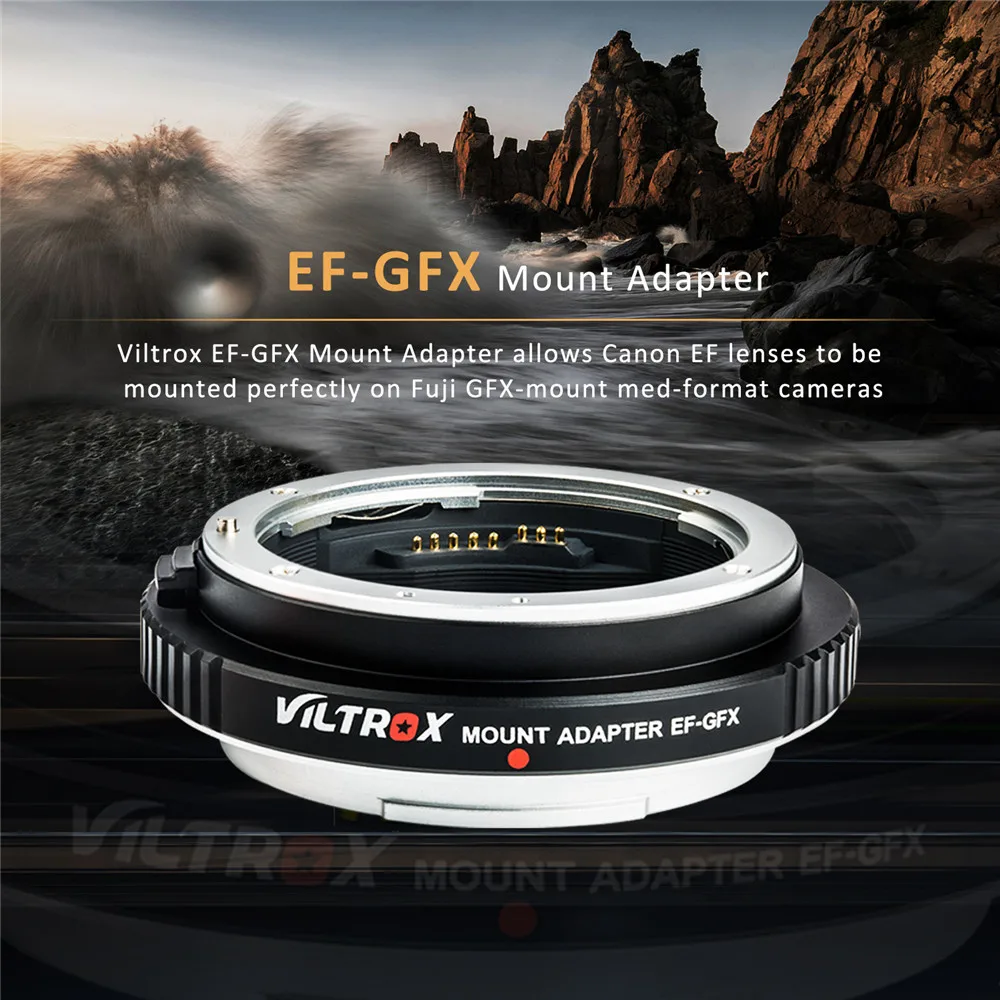 Viltrox EF-GFX AF адаптер с автофокусом для объективов Canon EF идеально устанавливается на Fuji GFX-Mount камеры среднего формата