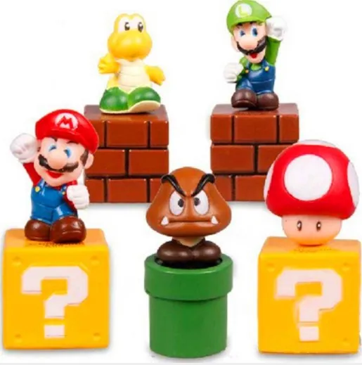 

Super Mario Bros Bundle Blocks Figures Mario Goomba Luigi Koopa Troopa and Mushroom Mini Figures Toys