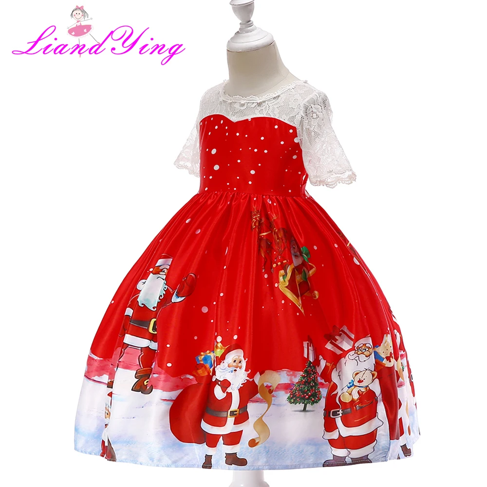 Нарядное Новогоднее рождественское платье Санта-Клауса для маленьких девочек, зимняя Праздничная детская одежда со снеговиком вечерние ный костюм
