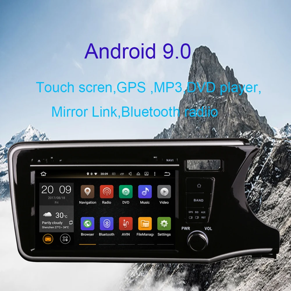 Clearance 9 Inch Android 9.0 Octa Core 4G Car GPS Navigation For Honda City Right Hand Driving 2014-2019 Car DVD Player Bluetooth WIFI AUX 0