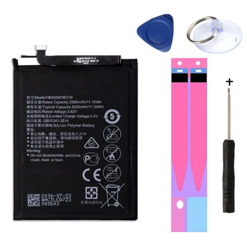 

Good For Huawei Nova Battery CAZ-AL10 CAZ-TL00 Enjoy 6S Honor 6c Y6 PRO 2017 Y5 2017 p9 lite mini Batterie HB405979ECW 3020mAh