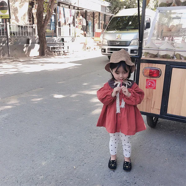Весенние милые платья для маленьких девочек с рукавами-буфами и цветными блоками Детские однобортные блузки, подходящие ко всему, для детей от 1 до 7 лет