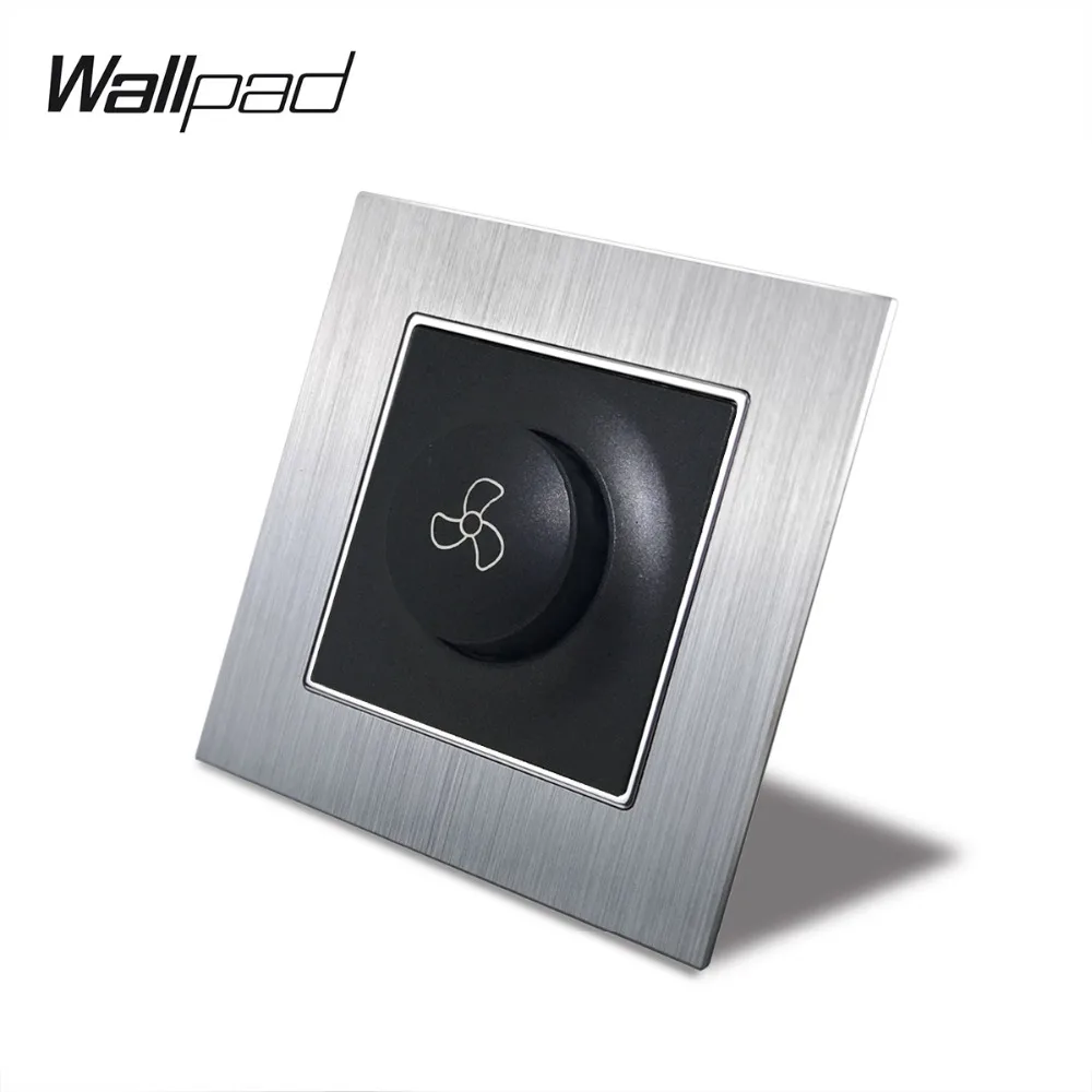 

EU Fan Regulator Switch with Claws Wallpad 110-250V Silver Satin Schuko Wall Rotary Control Fan Switch For Round Box