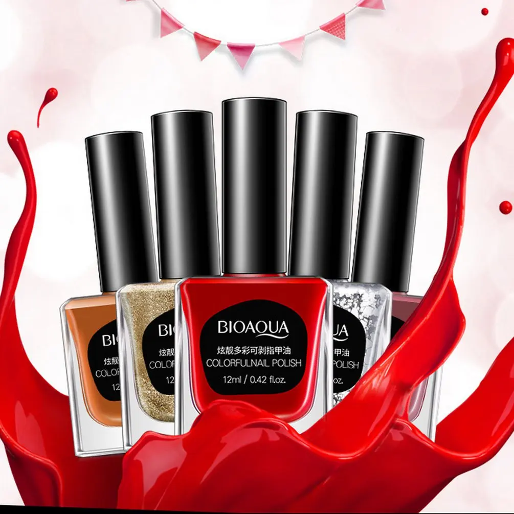 

BIOAQUA Nail Art Peel Off Liquid Nail Art Set Skin Protected Nail Polish Easy To Clean Nail Care Gel Polish