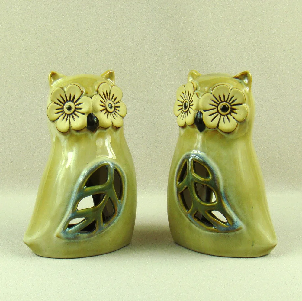 

Openwork Porcelain Owl Candle Holder Decorative Tabletop Ceramics Hooter Couple Figurines Gift Craft Ornament Bits and Pieces
