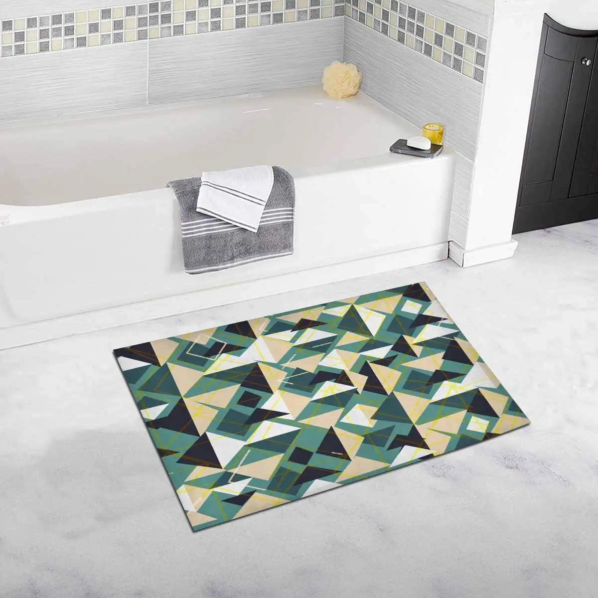 Shape Geometric Abstract Pattern Bath Mat Soft Bathroom Rugs Non slip