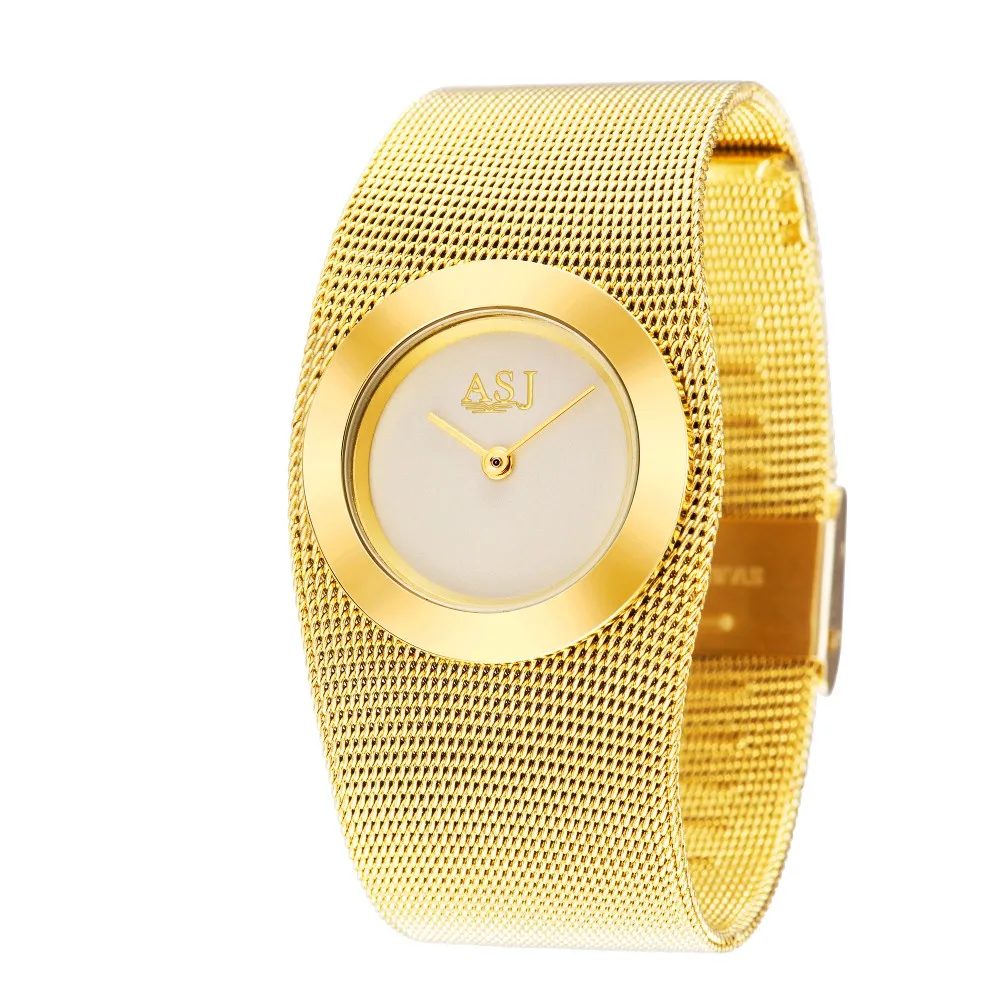 Женские полностью стальные часы с золотым браслетом, японские кварцевые часы Movt, женские наручные часы