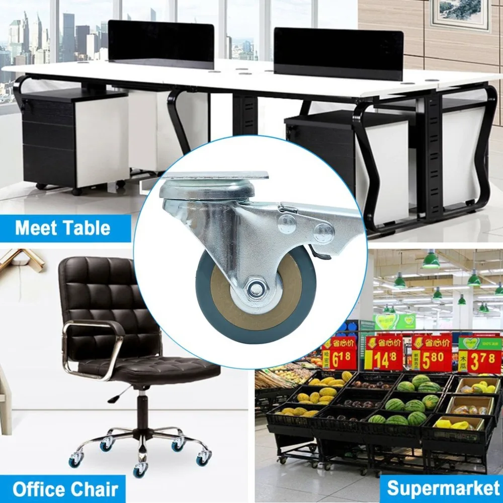 

Transport Rolling Wheel Heavy Duty Industrial Castor With Brake 200kg Load Capacity Towing Rollers With Brakes For Table/Chair