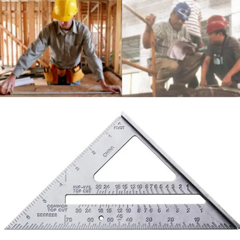 

Aluminum Alloy Measuring Square Speed 7" Triangle Ruler Protractor Miter Framing Roofing Angling Hand Measuring Tool #