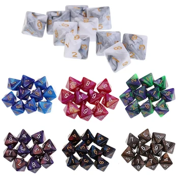 

Brand New 10pcs 7 Colors D8 Sided Dice Set Polyhedral Double-Colors Dice For Dungeons and Dragons Game Dice