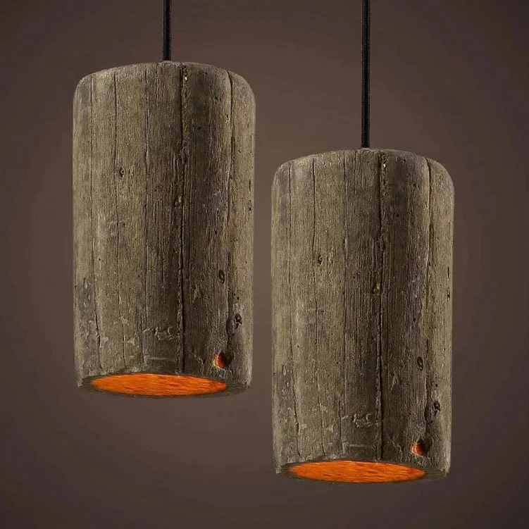 

Nostalgia Vintage Wood Imitated Cement Droplight American Country Pendant Lights Fixture Restaurant Cafes Pub Club Hanging Lamp