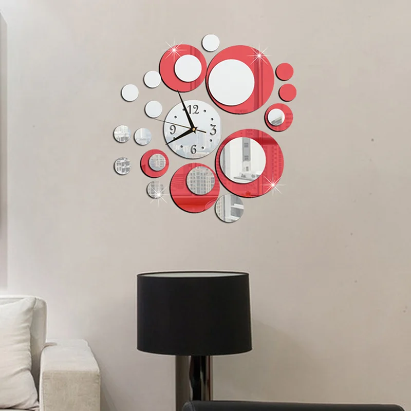 Новые кварцевые круглые зеркальные настенные часы Европейский дизайн большие декоративные часы 3d акриловые домашний декор для гостиной