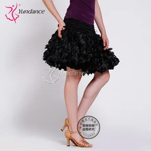 Индивидуальные Женские латинские танцевальные юбки искусственный перо современный танцевальный костюм Самба ча-ча танцевальное платье Акция B-2742