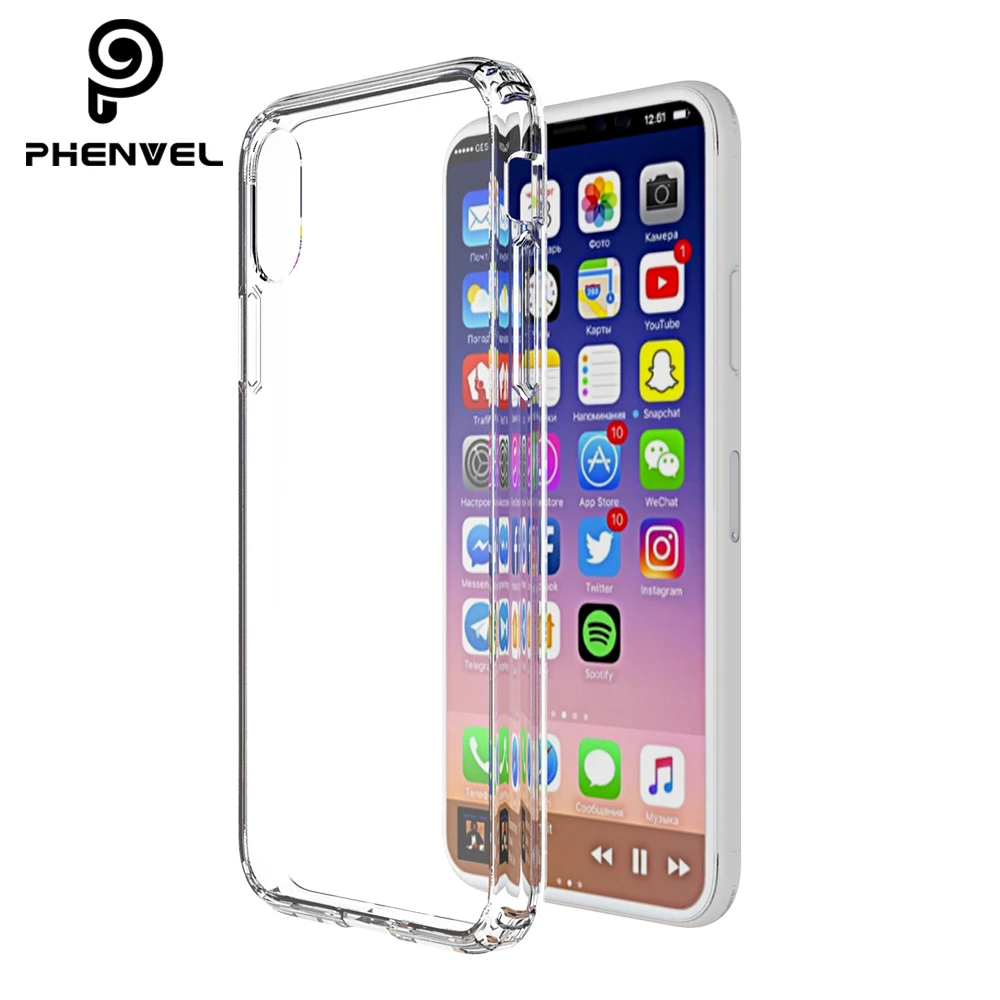 

Phenvel Impact Protection Case for iphone x Bumper TPU + Hard PC Transparent Cover For iphonex