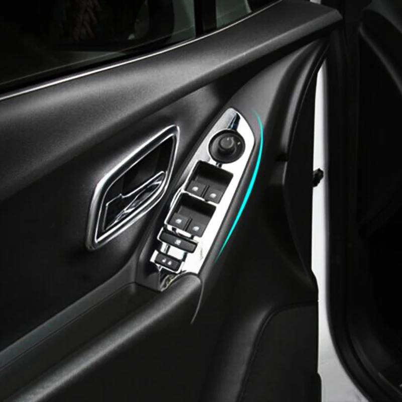 

For Chevrolet TRAX 2014-2016 Car Styling ABS Chrome Window Lift Control Ring Panel Cover Stickers Accessories 4PCS