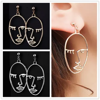 

New European Hyperbole Hollow Face Stud Earring for Women Jewelry Bijoux Steampunk de gota Feminino Brincos oorbellen