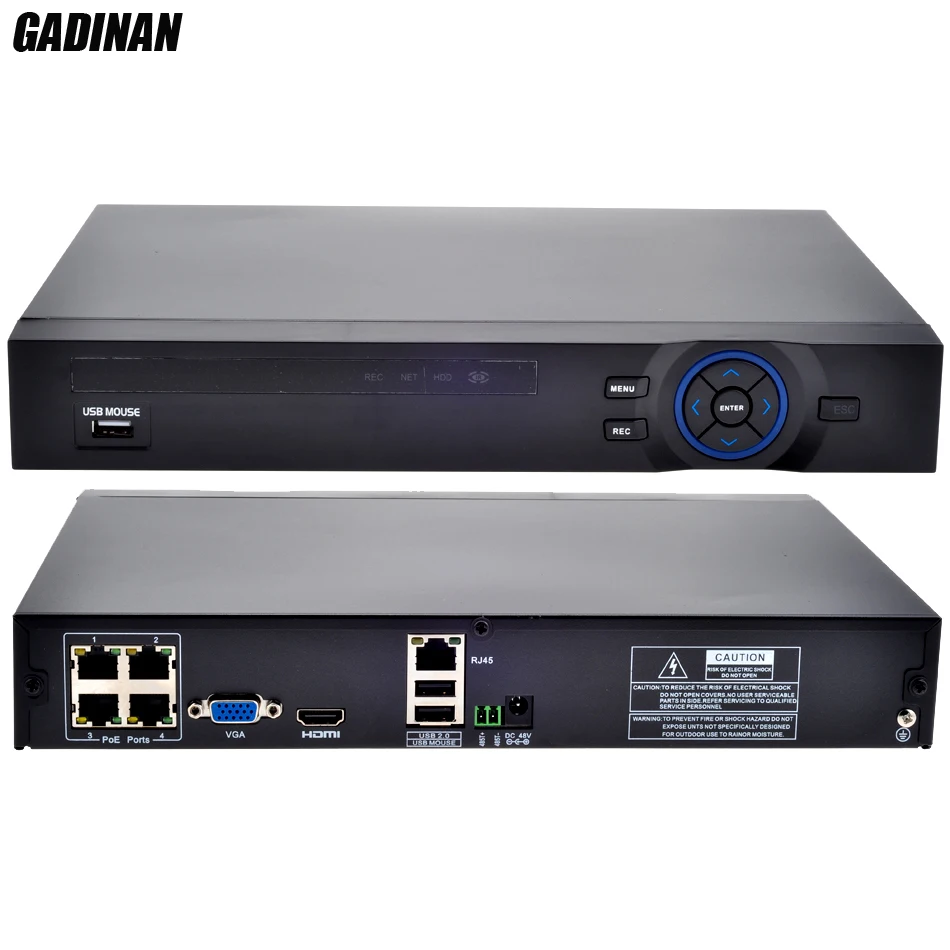  GADINAN 4CH 1080P HDMI P2P POE NVR 48V Input IEEE802.3af PoE Switch Inside ONVIF XMEYE PoE CCTV NVR Security NVR for POE Camera 