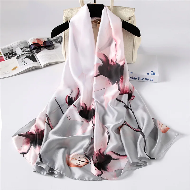 RUNMEIFA новинка 2019 Модный женский шелковый шарф с цветочным принтом шали мягкие