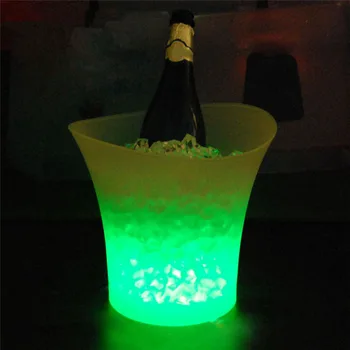 

Free Shipping 5L Volume plastic led ice bucket color changing,5L bars nightclubs LED light up ice bucket Champagne beer bucket