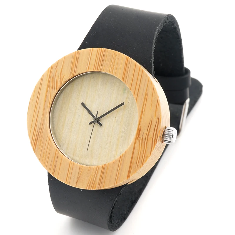 BOBO BIRD Mens Watch Handmade Bamboo Wristwatch with Genuine Leather Band Retail Box Wood Watches as Gifts C-C08