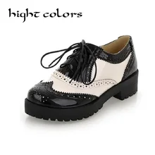 Новые кожаные туфли в стиле ретро с круглым носком и шнуровкой для студентов, винтажные женские туфли-оксфорды для работы, большие размеры 43, женская обувь