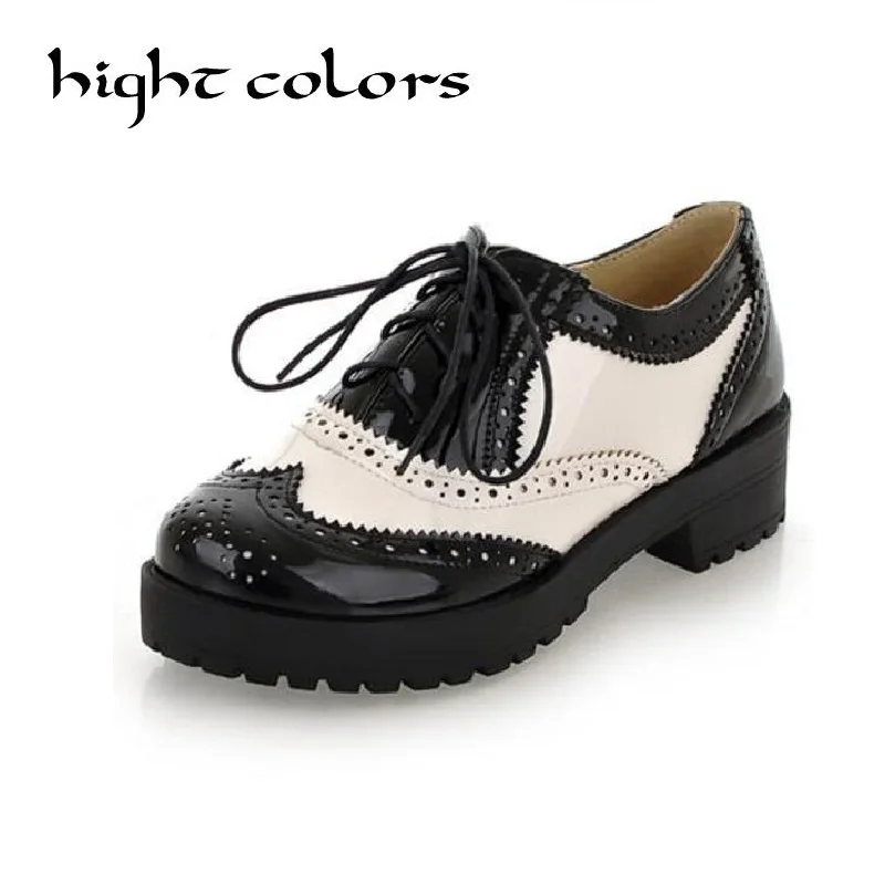 

2017 New Retro Color Leather Lace Round With College Students Shoes Vintage Work Oxford Shoes For Women Plus Size 43 Shoes Woman