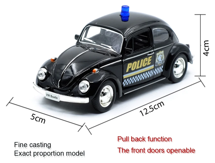 РМЗ город 1:36 VolksWagen Beetle 1967 полицейский игрушечный автомобиль сплав литья под давлением модель автомобиля игрушка с тянуть назад для детей