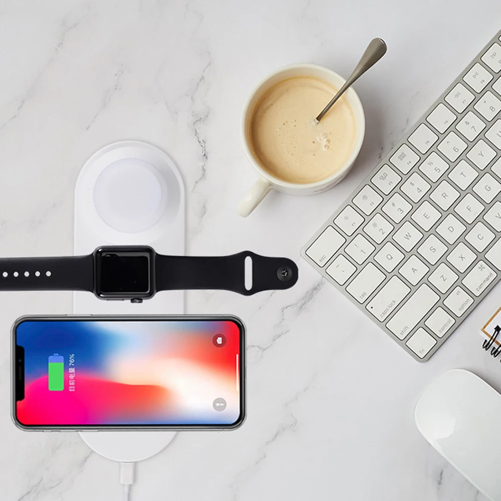 Беспроводной Зарядное устройство для iPhone х XR XS 8 Plus с ночника, умная Зарядка Док-станция для Apple Watch, версии 4/3/2 зарядного устройства