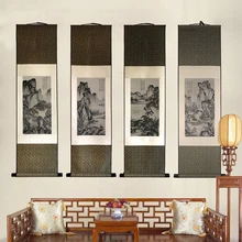 Tangfoo шелковый свиток живопись известные традиционные китайские картины горы 4 шт. Шелковый гобелен парча Настенная картина Бизнес подарок