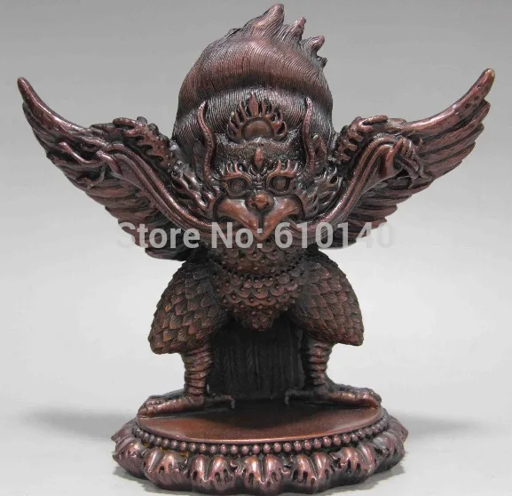 

9 China Buddhism Temple exquisite Red Copper Garuda Bird God Buddha Statue