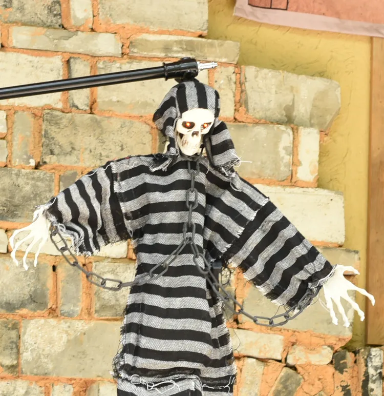 

Halloween horror props haunted house decoration sound control luminous voice skeleton hanging ghost