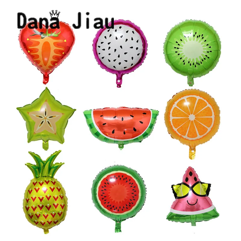 

High-quality Strawberry cake holiday apply decoration toy ball birthday party fruit foil balloon watermelon pineapple