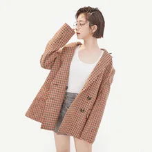 Новое осенне-зимнее длинное пальто в клетку со звездами, загара, Songyun, E0947