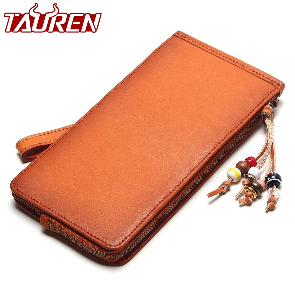 

Tauren Handmade Vintage Wallet Mens Retro Purse Retro Bags Italian Vegetable Tanned Leather Brush Color Retro Wallets Pure Color