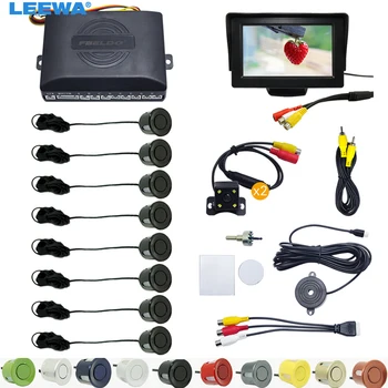 

LEEWA Car 4.3" LCD Monitor + 8-Sensor Parking Sensor + 2x 4-LED Camera Dual Visual Rearview Video Parking System #CA1779