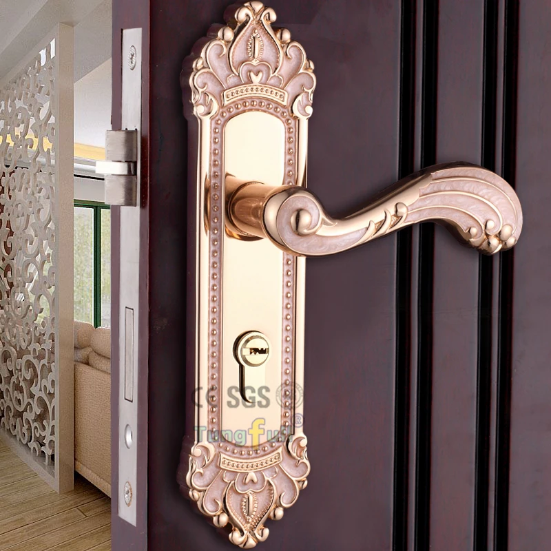 Simple Design European Antique Handle Lock Solid Wooden Door Split