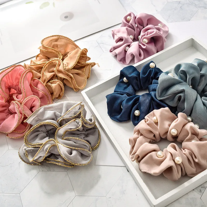

Ruoshui Woman Pearl Scrunchies Solid Hair Ring Elastic Hair Bands Soft Rubber Band Hair Gum Rope for Girls Hair Accessories