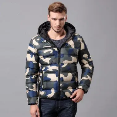 

New Winter Men Warm Cotton Camouflage Clothing Hooded Fashion Parkas Casual Female Outerwear Tops