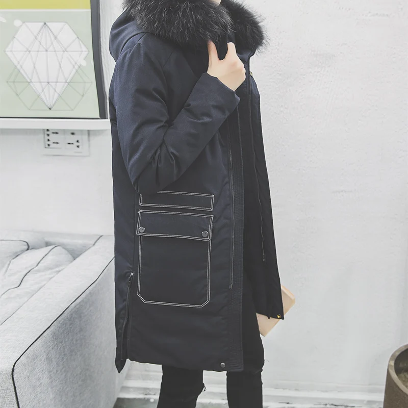 The 2016 winter men’s 200 grams of true raccoon fur collar male white eiderdown jacket coat jacket men thickening